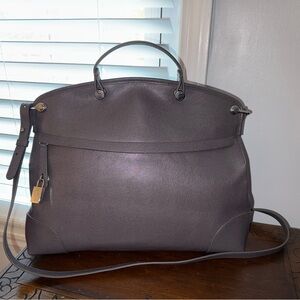 Authentic FURLA PIPER Saffiano Leather Taupe 2-Way Handbag